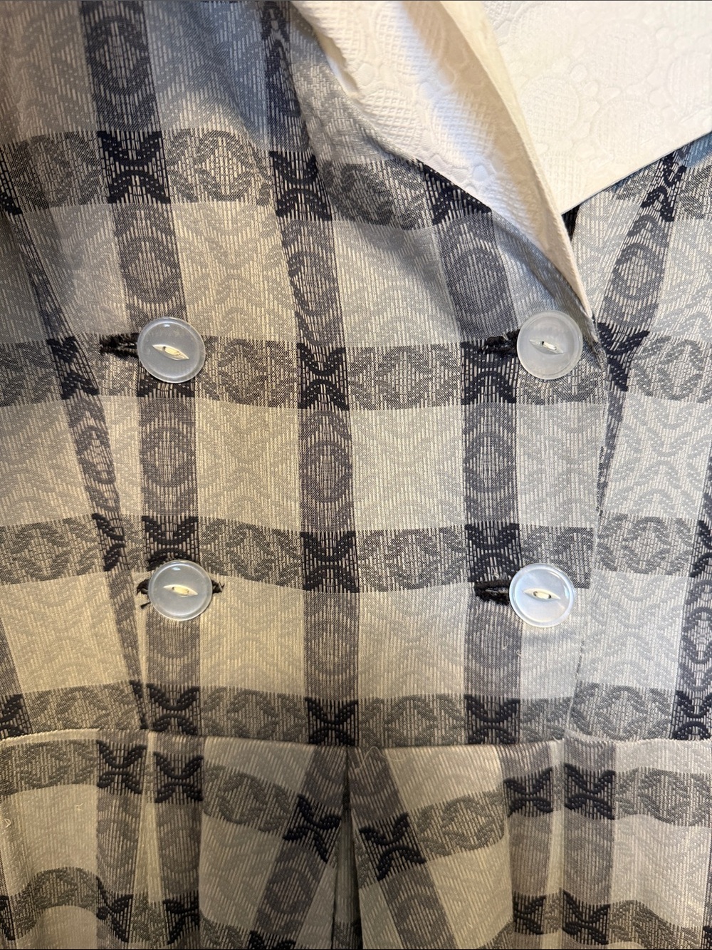 Vintage Blue & Grey Plaid Dress with White Sailor Collar - Picture 3 of 7